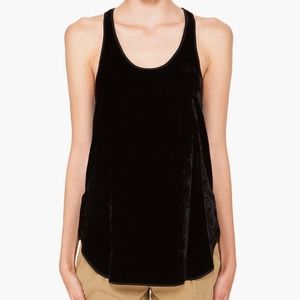 Theory black velvet tank top Hi Low